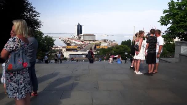 Odessa Daki Potemkin Merdivenleri Odessa Daki Bulvar Merdivenleri Liman Liman — Stok video