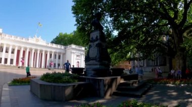 Monument to A.S. Pushkin in Odessa. City Council on Primorsky Boulevard. The building of the Odessa City Council on Dumskaya Square. Monument of architecture of classicism