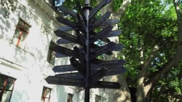 Monument Information Pointer Odessa Landmark Odessa Ukraine Information Tourist Indicator — стокове відео
