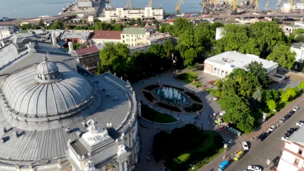Odessa Ulusal Akademik Opera Bale Tiyatrosu Insansız Hava Aracı Görüntüsü — Stok video