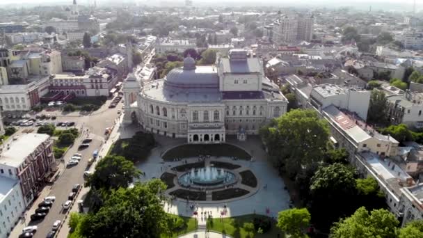 Θέα Από Drone Οδησσού Εθνική Ακαδημαϊκή Όπερα Και Μπαλέτο Θέατρο — Αρχείο Βίντεο