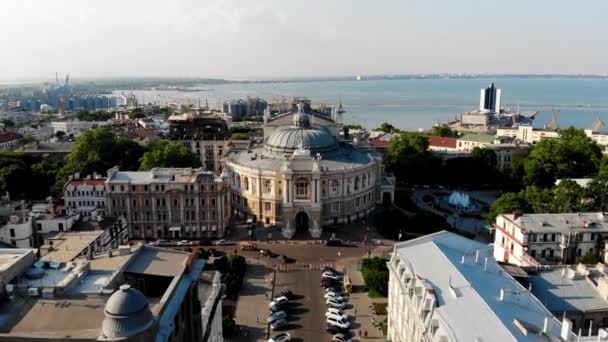 View Drone Odessa National Academic Opera Ballet Theater One Largest — стоковое видео
