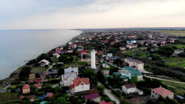 Aerial View Sanzheyka Village Odessa Region Drone Shot Lighthouse Resort — Vídeo de stock