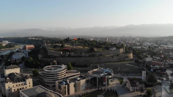 Uitzicht Vanaf Drone Naar Vesting Skopje Kale Fortress Een Complex — Stockvideo