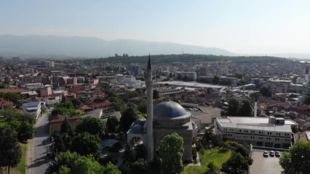 Widok Drona Meczetu Mustafa Pasha Skopje Marmurowy Meczet Sfilmowany Dronem — Wideo stockowe
