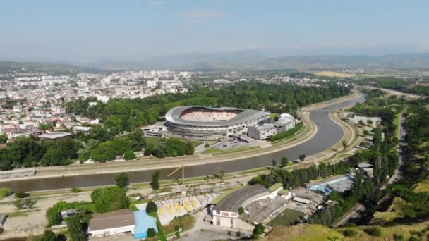 Panoramautsikt Över Stadion Skopje Huvudstaden Norra Makedonien Skopje City Stadium — Stockvideo