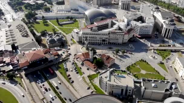 Panoramic Drone View City Skopje Northern Macedonia Drone View Stone — Αρχείο Βίντεο