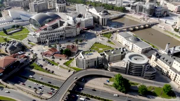 Panoramic Drone View City Skopje Northern Macedonia Drone View Stone — Stock Video
