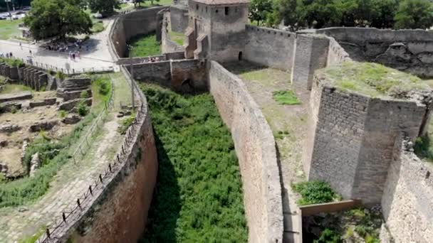 Belgorod Dnestrovskaya Kalesinin Insansız Hava Aracı Görüntüsü Akerman Kalesi Dinyester — Stok video