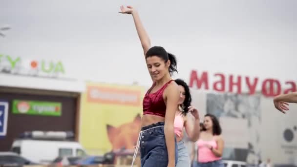 Flashmob Bailando Las Chicas Bailan Bachata Coreografía Danza Latinoamericana Master — Vídeo de stock