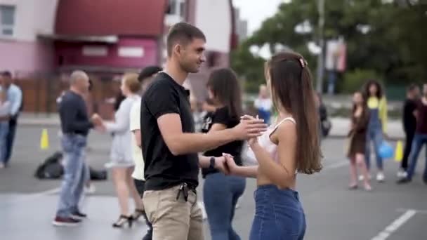 Flashmob Tanzen Mädchen Tanzen Bachata Choreographie Lateinamerikanischer Tanz Meisterkurs Bachata — Stockvideo