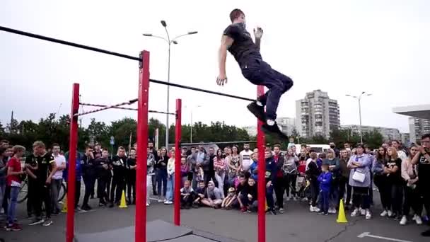 Workout Sports Competitions Innorthern Europe Young Athletes Show Acrobatic Stunts — Video