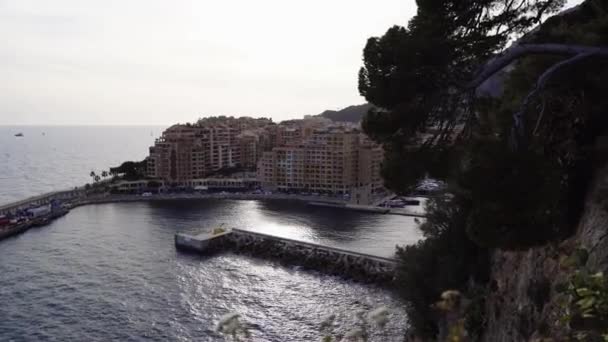 Pahalı Yatların Demirlendiği Yer Formula Monako Sokaklarında Geçiyor Lüks Oteller — Stok video