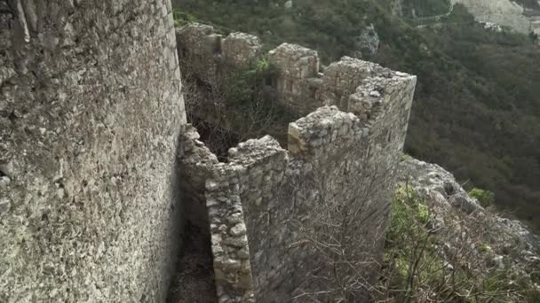 Fortaleza Dilapidada Haj Nehaj Fortress Sutomore Montenegro Fortaleza Medieval Construída — Vídeo de Stock