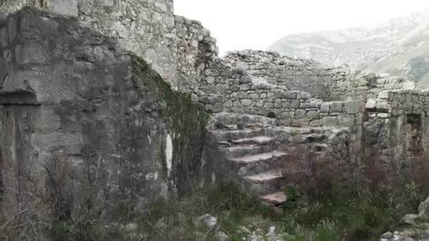 Zchátralá Pevnost Haj Nehaj Pevnost Sutomore Černá Hora Středověká Pevnost — Stock video