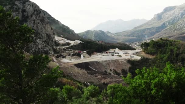 Těžební Průmysl Budvě Pohled Hory Černé Hory Pevnosti Haj Nehaj — Stock video