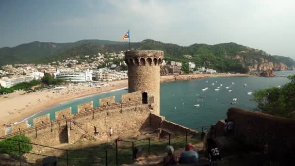 Cetatea Vedere Spectaculoasă Mare Tossa Mar Rezervație Montană Plaje Trasee — Videoclip de stoc