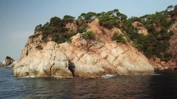 Vedere Nava Terenul Stâncos Din Tossa Mar Sea Coasta Costa — Videoclip de stoc
