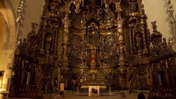 Церковь Санта Мария Кадаке Интерьер Церкви Испанском Городе Кадак Древние — стоковое видео