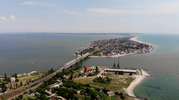 Вид Беспилотника Затока Одессе Мост Стоит Границе Между Черным Морем — стоковое видео