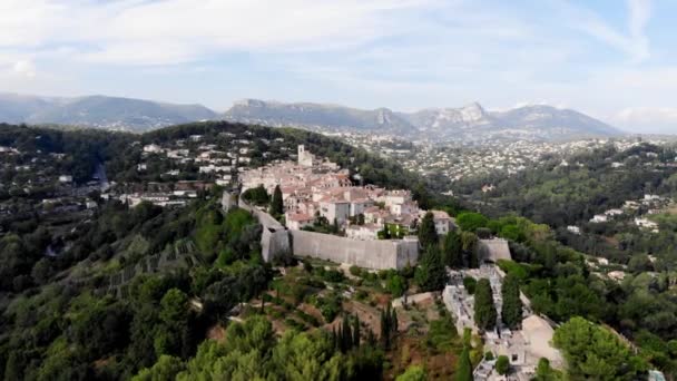 Drone Shot Saint Paul Vence Medieval Fortified Village South France — Stock Video