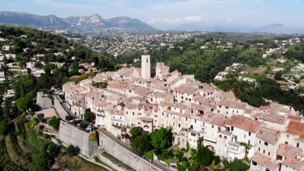 Drone Disparado Saint Paul Vence Aldeia Fortificada Medieval Sul França — Vídeo de Stock