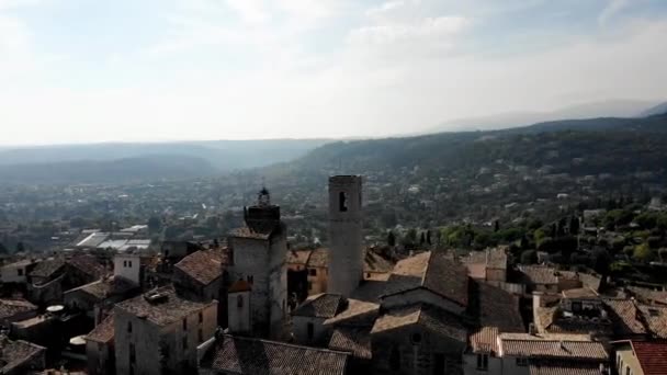 Drone Shot Saint Paul Vence Medieval Fortified Village South France — Stock Video