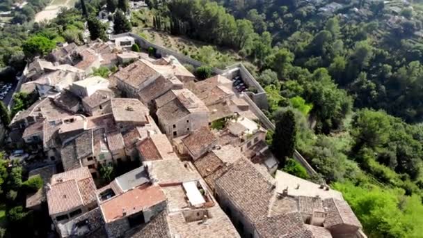 Drone Disparado Saint Paul Vence Aldeia Fortificada Medieval Sul França — Vídeo de Stock
