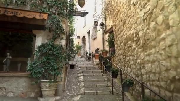 Mittelalterliches Befestigtes Dorf Saint Paul Vence Leere Enge Straße Südfrankreich — Stockvideo