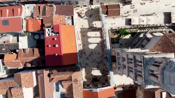 Drone Vista Das Ruínas Palácio Diocleciano Cidade Split Complexo Palácio — Vídeo de Stock