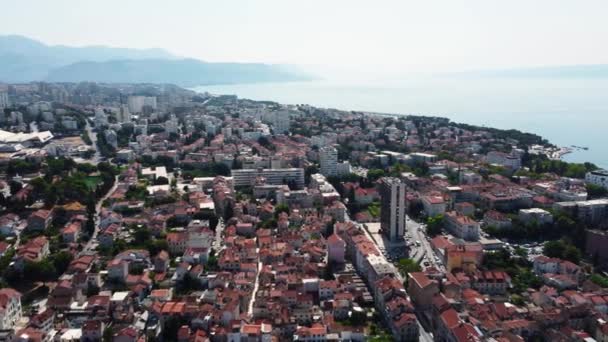 Drone Disparo Ciudad Croata Split Región Turística Dalmacia Colina Con — Vídeos de Stock
