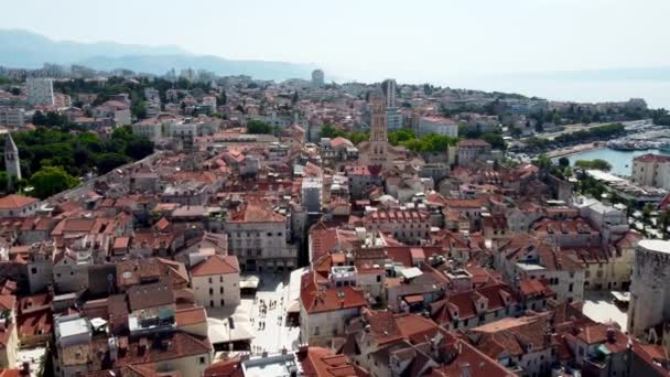 Drone Disparou Sobre Cidade Croata Split Região Turística Dalmácia Principal — Vídeo de Stock