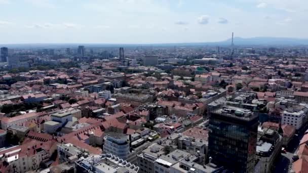 Vista Drone Cidade Zagreb Capital Croácia Cima Tiro Drone Num — Vídeo de Stock