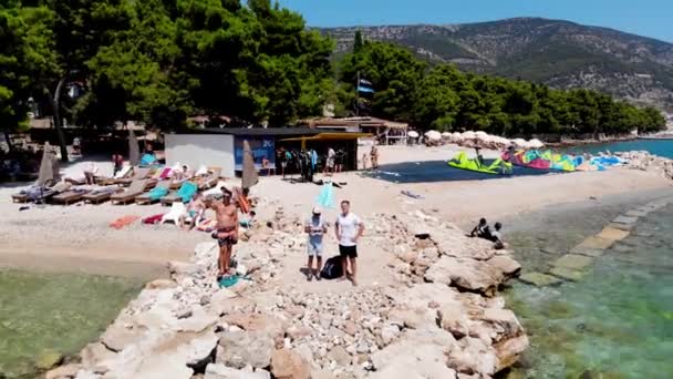 Drone Shot Island Brac Adriatic Sea Territory Croatia Resort Center — Stock Video