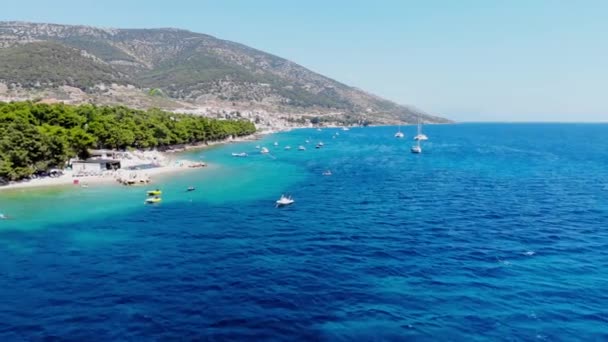 Drone Shot Island Brac Adriatic Sea Territory Croatia Resort Center — Stockvideo