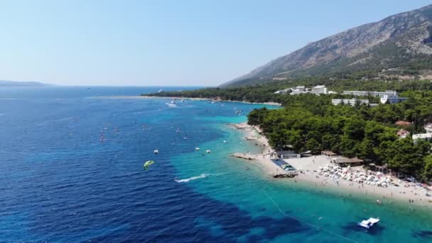 Беспилотный Снимок Острова Брач Адриатическом Море Территории Хорватии Вид Дрона — стоковое видео