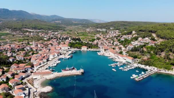 Drone Shot Croatian Resort Island Hvar Adriatic Sea View Drone — Stockvideo