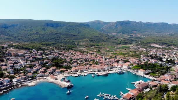 Drone Shot Croatian Resort Island Hvar Adriatic Sea View Drone — Wideo stockowe