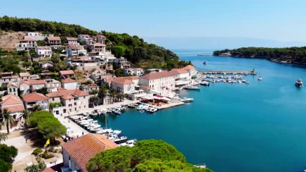 Drone Shot Croatian Resort Island Hvar Adriatic Sea View Drone — Stock Video