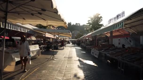 Place Saleya Nice Street Food Flower Market Cours Saleya Square — Vídeo de stock