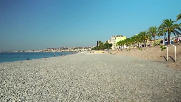 Promenade Des Anglais Nice Passeio Popular Cidade Resort França Praia — Vídeo de Stock