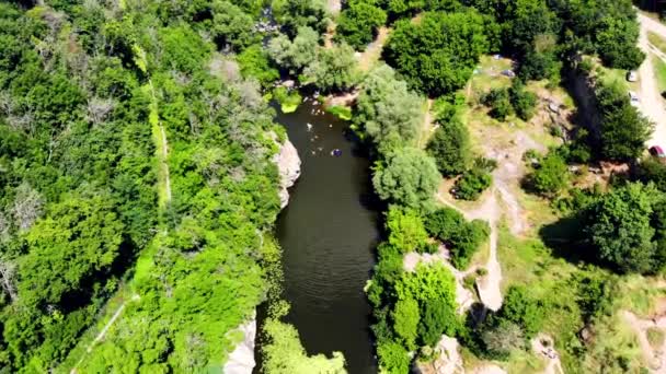 Drone Shot Butsky Canyon Ukraine Aerial View Rocky Canyon Gorny — Stockvideo