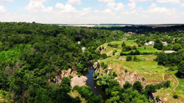 Drone Shot Butsky Canyon Ukraine Aerial View Rocky Canyon Gorny — Stockvideo