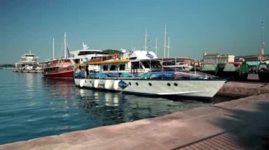 Embankment Riva in Split Croatia. Ships and yachts near the waterfront in the city of Split Croatia. Cruise ships in the Adriatic Sea. A popular place for walking.
