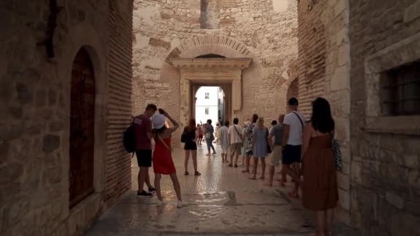 Vestibule First Part Imperial Corridor Diocletian Palace Leading Peristylium Split — Stock videók