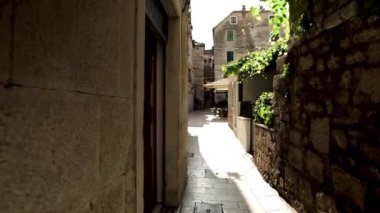 Croatian city of Split in the resort region of Dalmatia. A colorful street in the city of Split. Palace of Diocletian. Palace in Split built by the Roman Emperor Diocletian