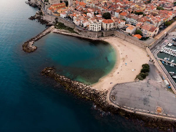 Drone Shot Old City Antibes Cote Azur Mediterranean Sea France ストック画像