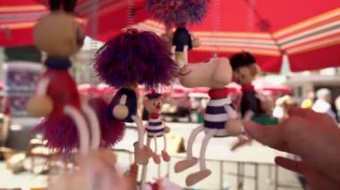 Dolac market in Zagreb. Zagreb Central Market. Farmer's market in the center of Zagreb. Wood products and vines, flowers and a variety of souvenirs. Red umbrellas Dolac. estinski umbrellas of Zagreb