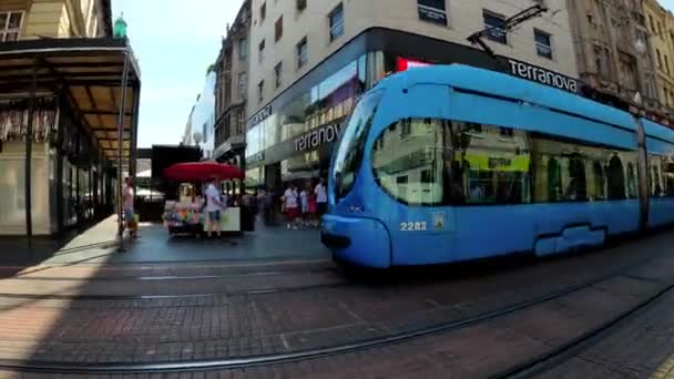 Tram Network Zagreb Zagreb Trams Public Transport Croatia Tram Tracks — Wideo stockowe