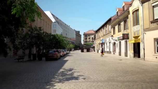 Centro Histórico Zagreb Calles Ciudad Con Cafés Restaurantes Zagreb Vida — Vídeos de Stock